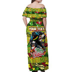 Custom Panthers Rugby Merry Christmas Off Shoulder Maxi Dress Indigenous Australian Art