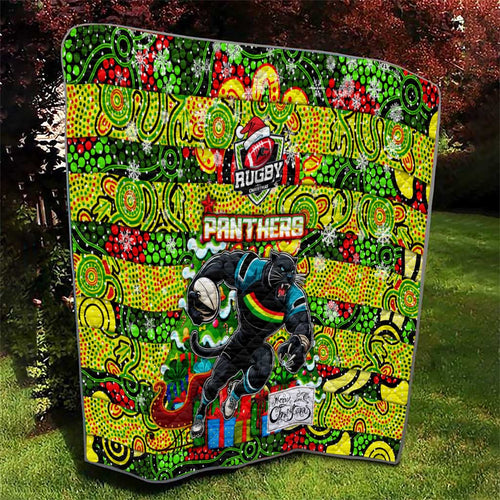 Panthers Rugby Merry Christmas Quilt Indigenous Australian Art