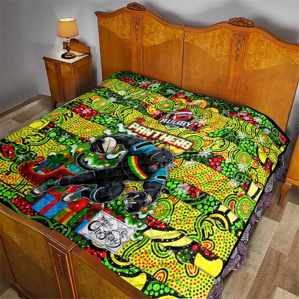 Panthers Rugby Merry Christmas Quilt Indigenous Australian Art