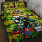 Panthers Rugby Merry Christmas Quilt Bed Set Indigenous Australian Art