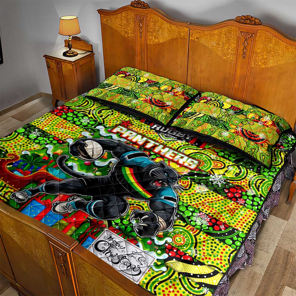 Panthers Rugby Merry Christmas Quilt Bed Set Indigenous Australian Art