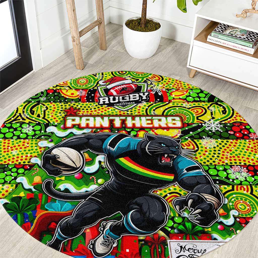 Panthers Rugby Merry Christmas Round Carpet Indigenous Australian Art