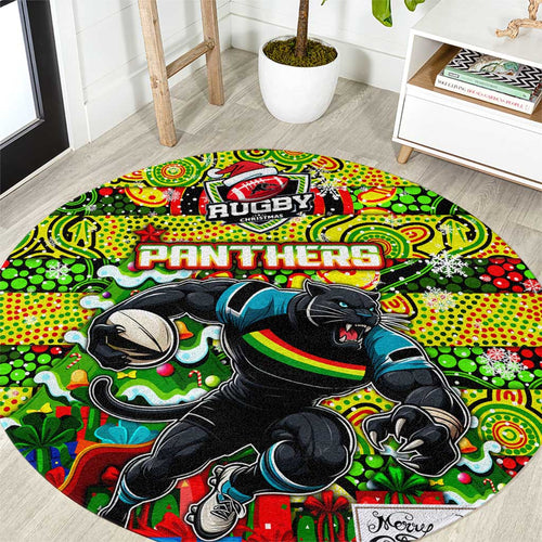 Panthers Rugby Merry Christmas Round Carpet Indigenous Australian Art