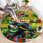 Panthers Rugby Merry Christmas Round Carpet Indigenous Australian Art