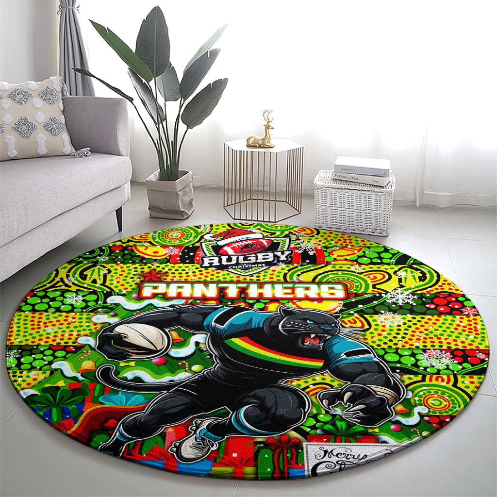 Panthers Rugby Merry Christmas Round Carpet Indigenous Australian Art