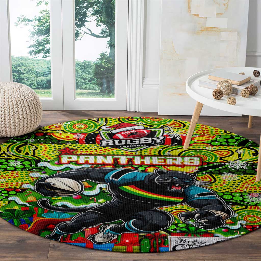 Panthers Rugby Merry Christmas Round Carpet Indigenous Australian Art