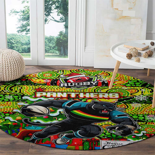 Panthers Rugby Merry Christmas Round Carpet Indigenous Australian Art