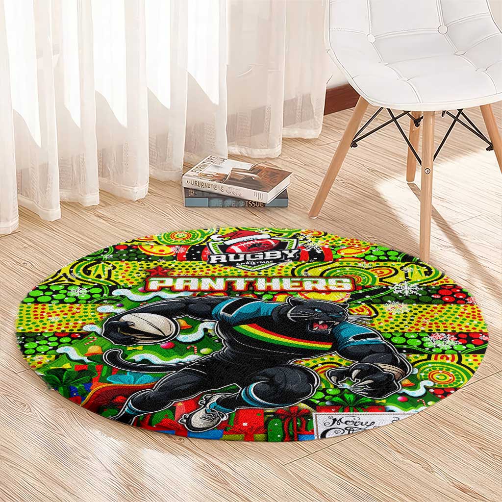 Panthers Rugby Merry Christmas Round Carpet Indigenous Australian Art