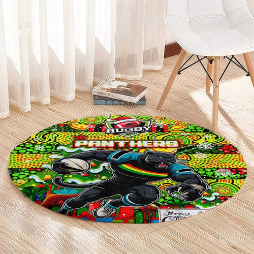Panthers Rugby Merry Christmas Round Carpet Indigenous Australian Art
