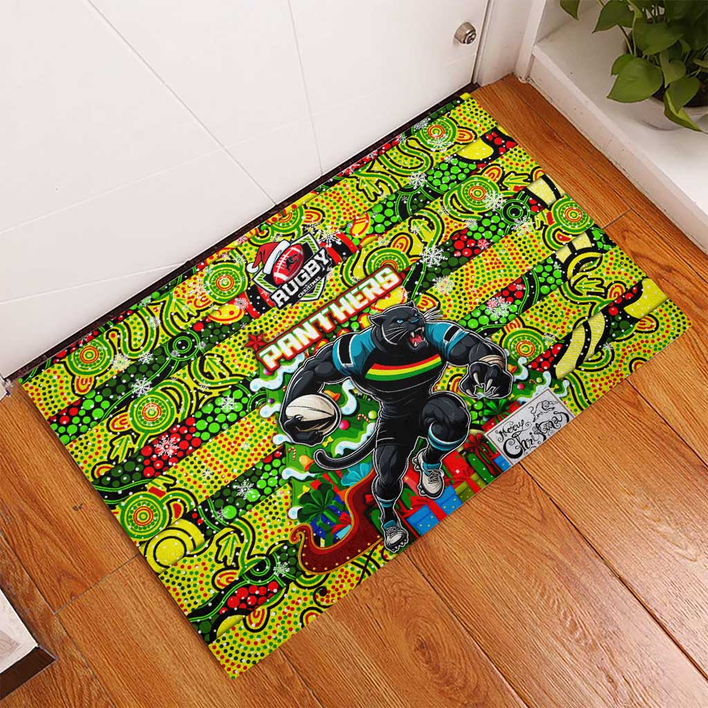 Panthers Rugby Merry Christmas Rubber Doormat Indigenous Australian Art