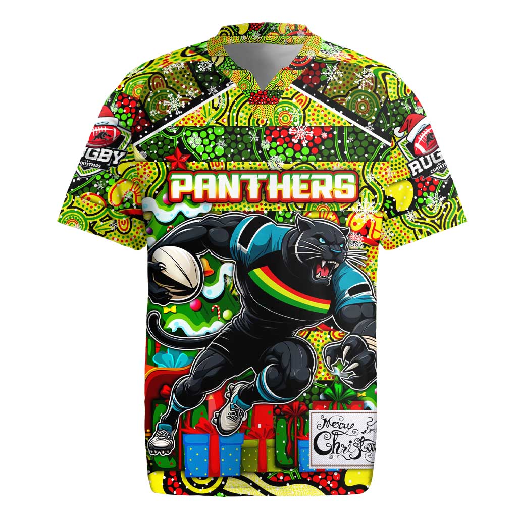Custom Panthers Rugby Merry Christmas Rugby Jersey Indigenous Australian Art