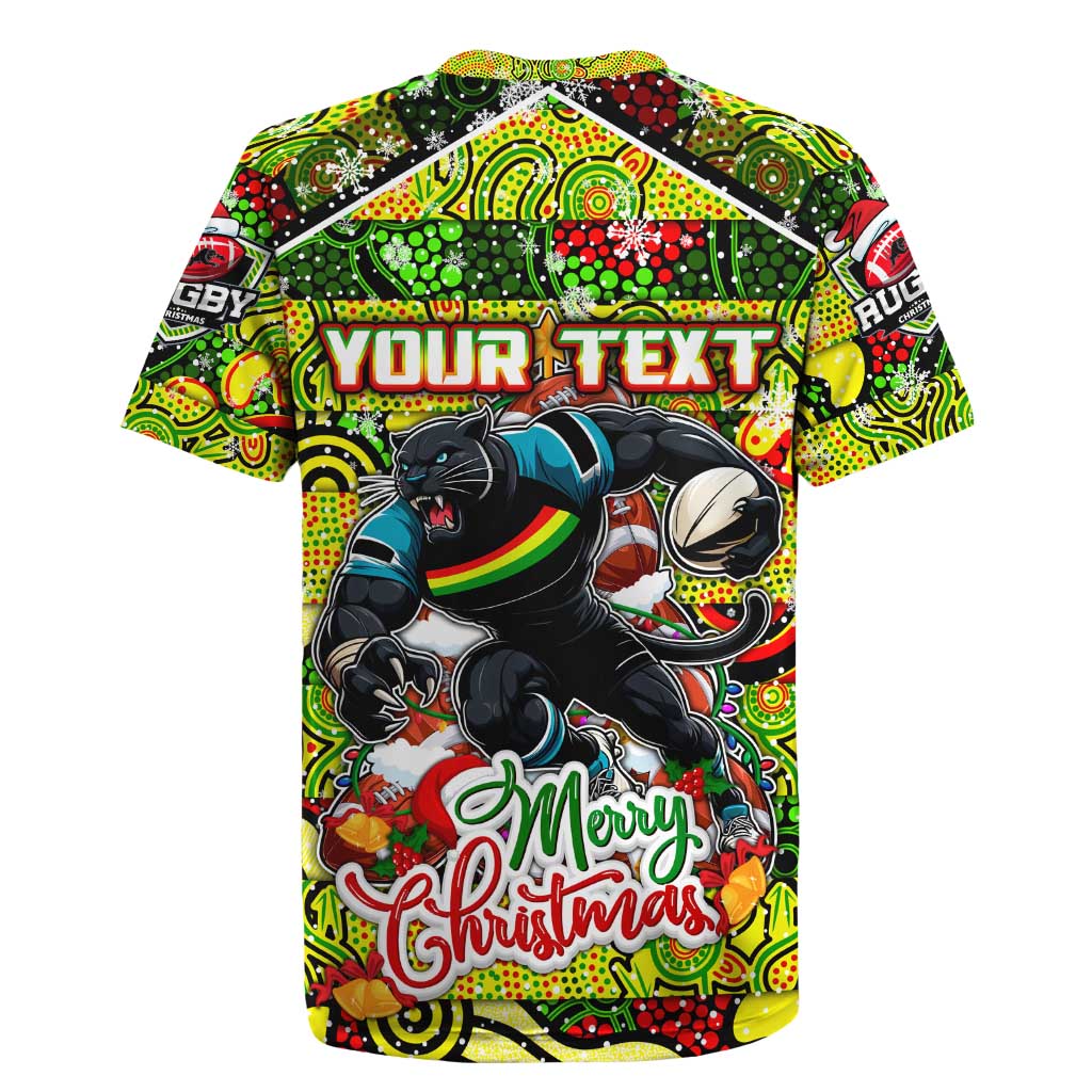 Custom Panthers Rugby Merry Christmas Rugby Jersey Indigenous Australian Art