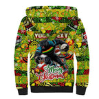 Custom Panthers Rugby Merry Christmas Sherpa Hoodie Indigenous Australian Art