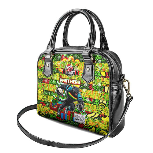 Panthers Rugby Merry Christmas Shoulder Handbag Indigenous Australian Art