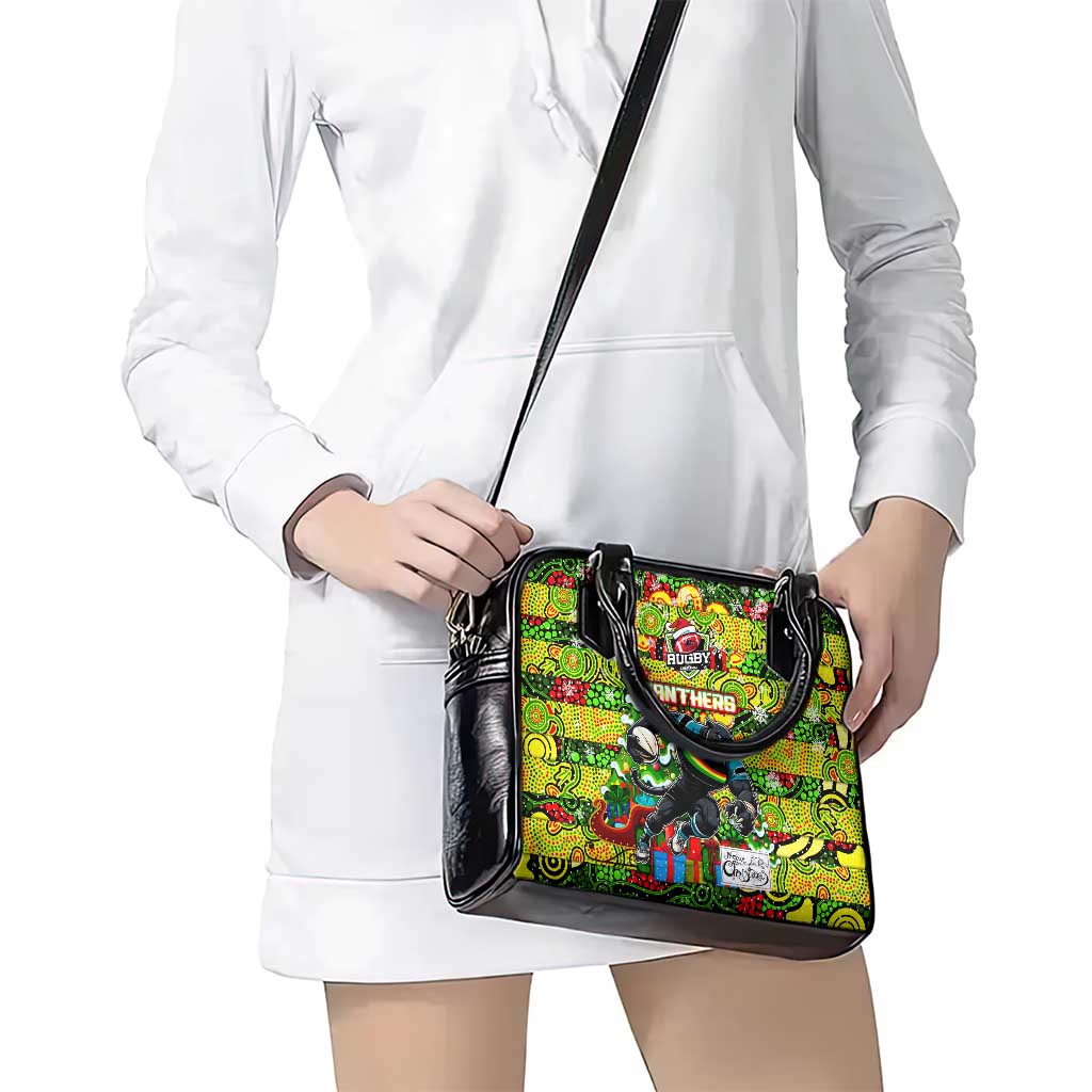 Panthers Rugby Merry Christmas Shoulder Handbag Indigenous Australian Art