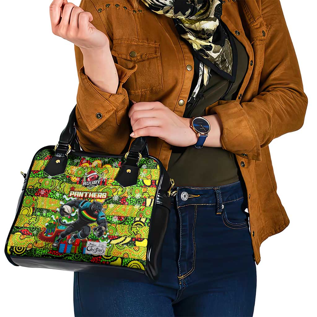 Panthers Rugby Merry Christmas Shoulder Handbag Indigenous Australian Art