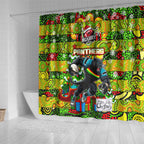 Panthers Rugby Merry Christmas Shower Curtain Indigenous Australian Art
