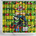 Panthers Rugby Merry Christmas Shower Curtain Indigenous Australian Art