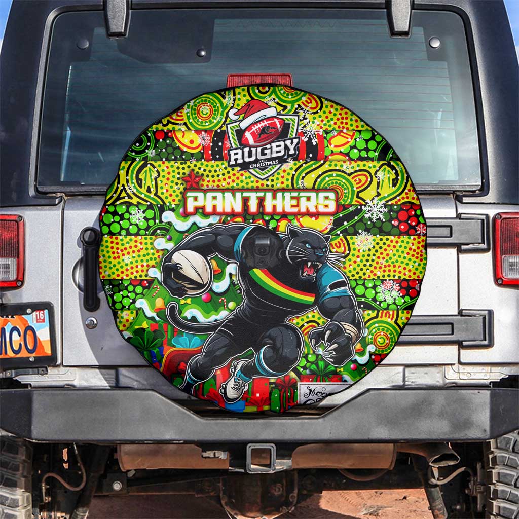 Panthers Rugby Merry Christmas Spare Tire Cover Indigenous Australian Art