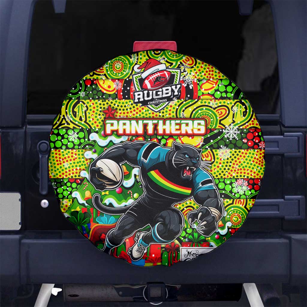 Panthers Rugby Merry Christmas Spare Tire Cover Indigenous Australian Art