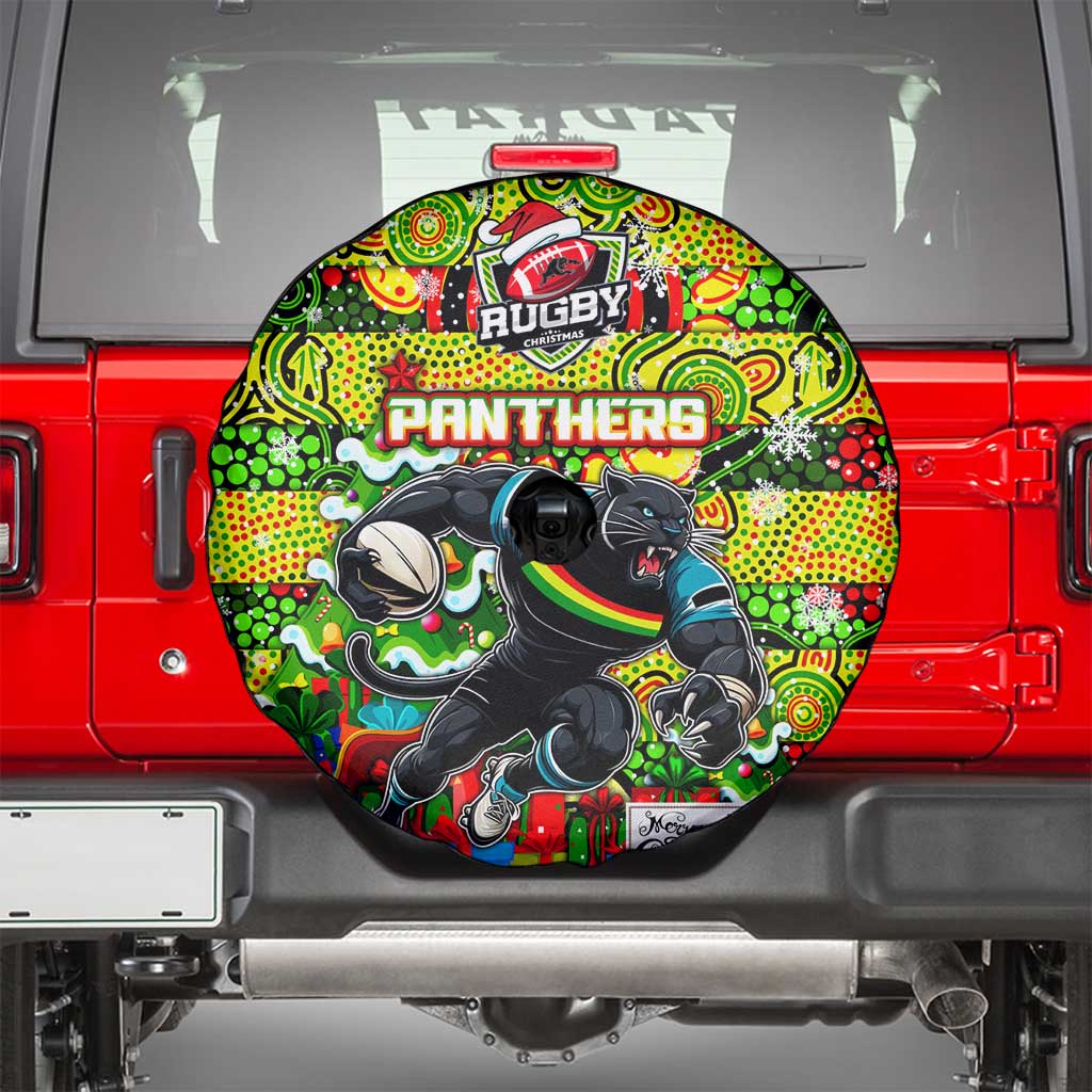 Panthers Rugby Merry Christmas Spare Tire Cover Indigenous Australian Art