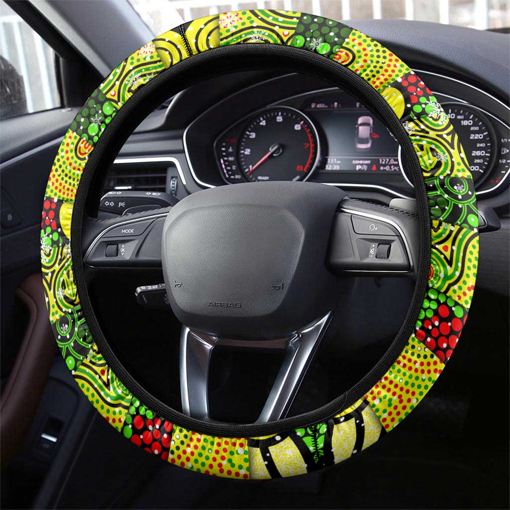 Panthers Rugby Merry Christmas Steering Wheel Cover Indigenous Australian Art