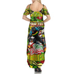 Custom Panthers Rugby Merry Christmas Summer Maxi Dress Indigenous Australian Art