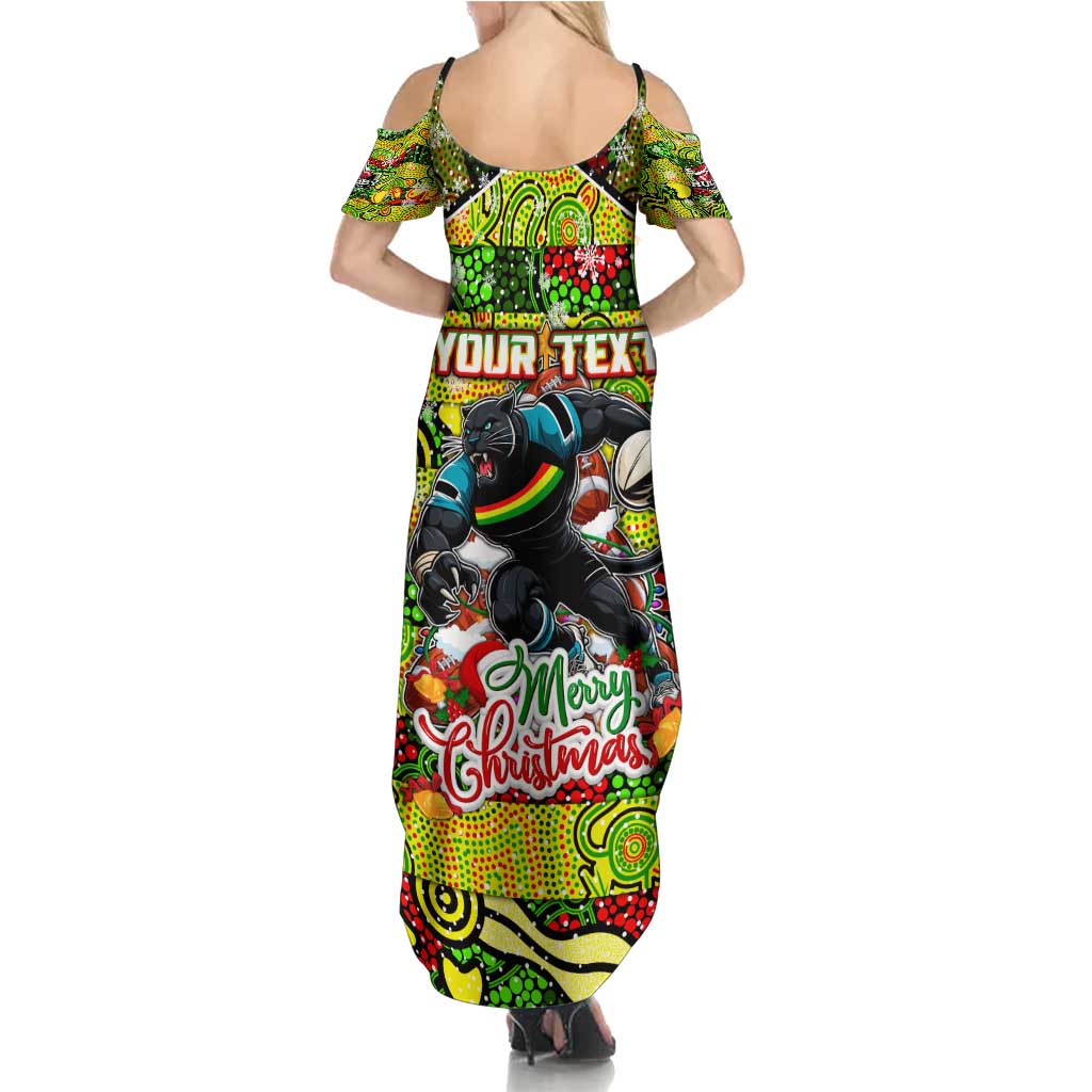 Custom Panthers Rugby Merry Christmas Summer Maxi Dress Indigenous Australian Art