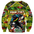Custom Panthers Rugby Merry Christmas Sweatshirt Indigenous Australian Art