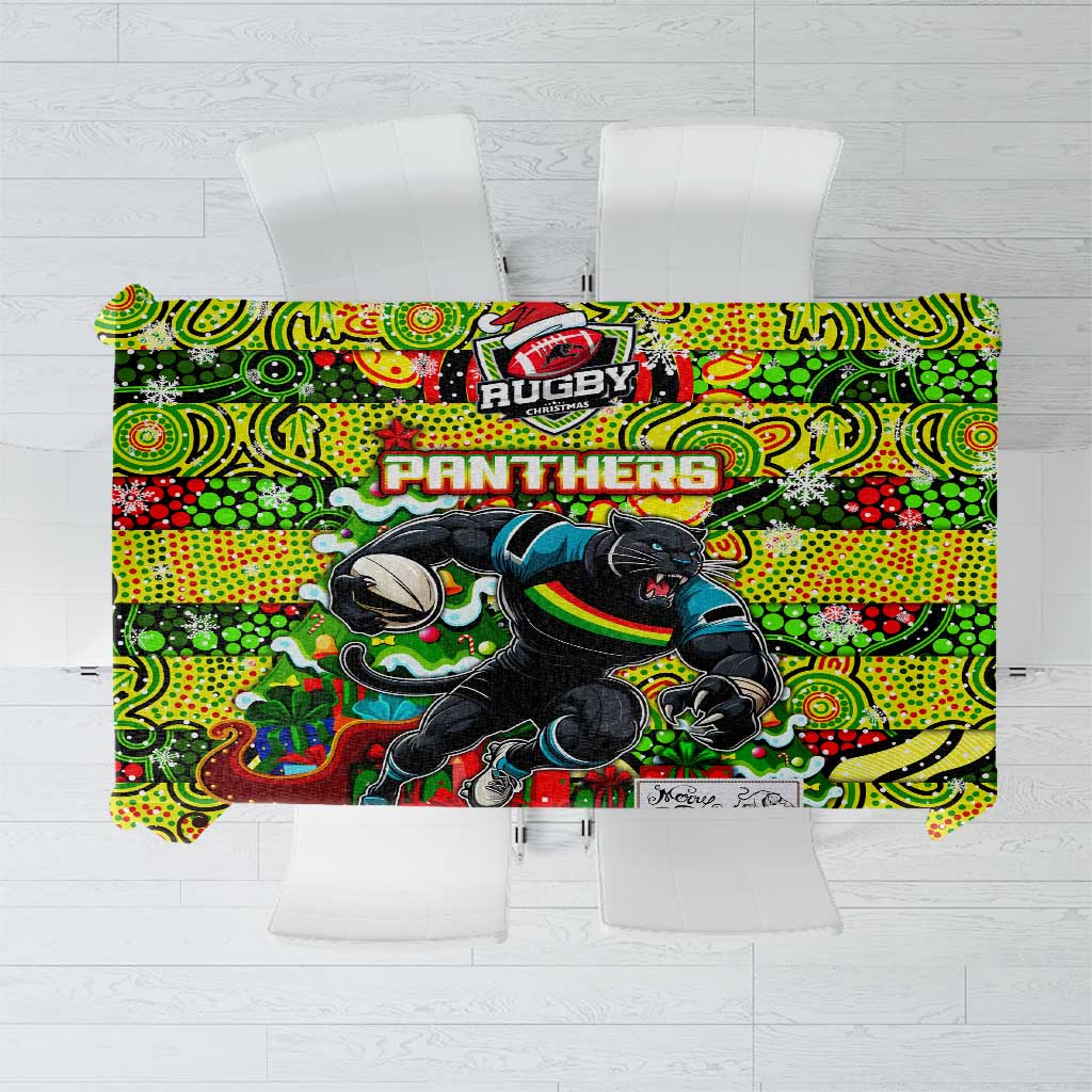 Panthers Rugby Merry Christmas Tablecloth Indigenous Australian Art