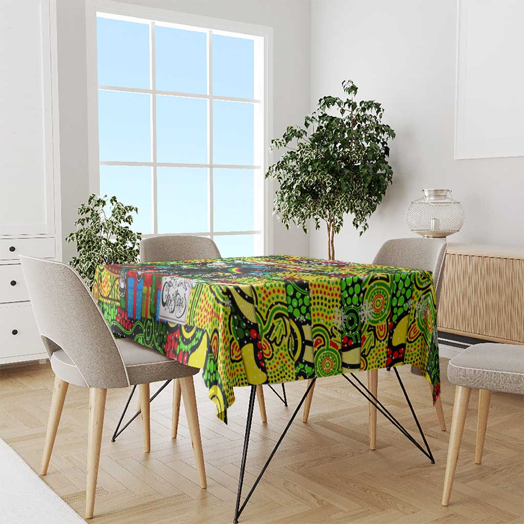 Panthers Rugby Merry Christmas Tablecloth Indigenous Australian Art