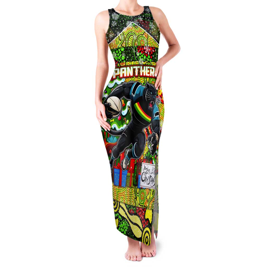 Custom Panthers Rugby Merry Christmas Tank Maxi Dress Indigenous Australian Art