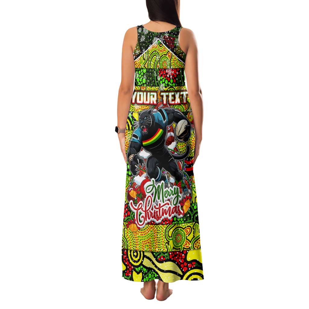 Custom Panthers Rugby Merry Christmas Tank Maxi Dress Indigenous Australian Art