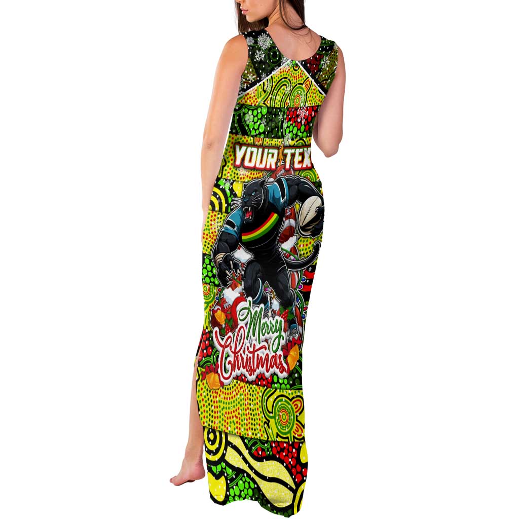 Custom Panthers Rugby Merry Christmas Tank Maxi Dress Indigenous Australian Art