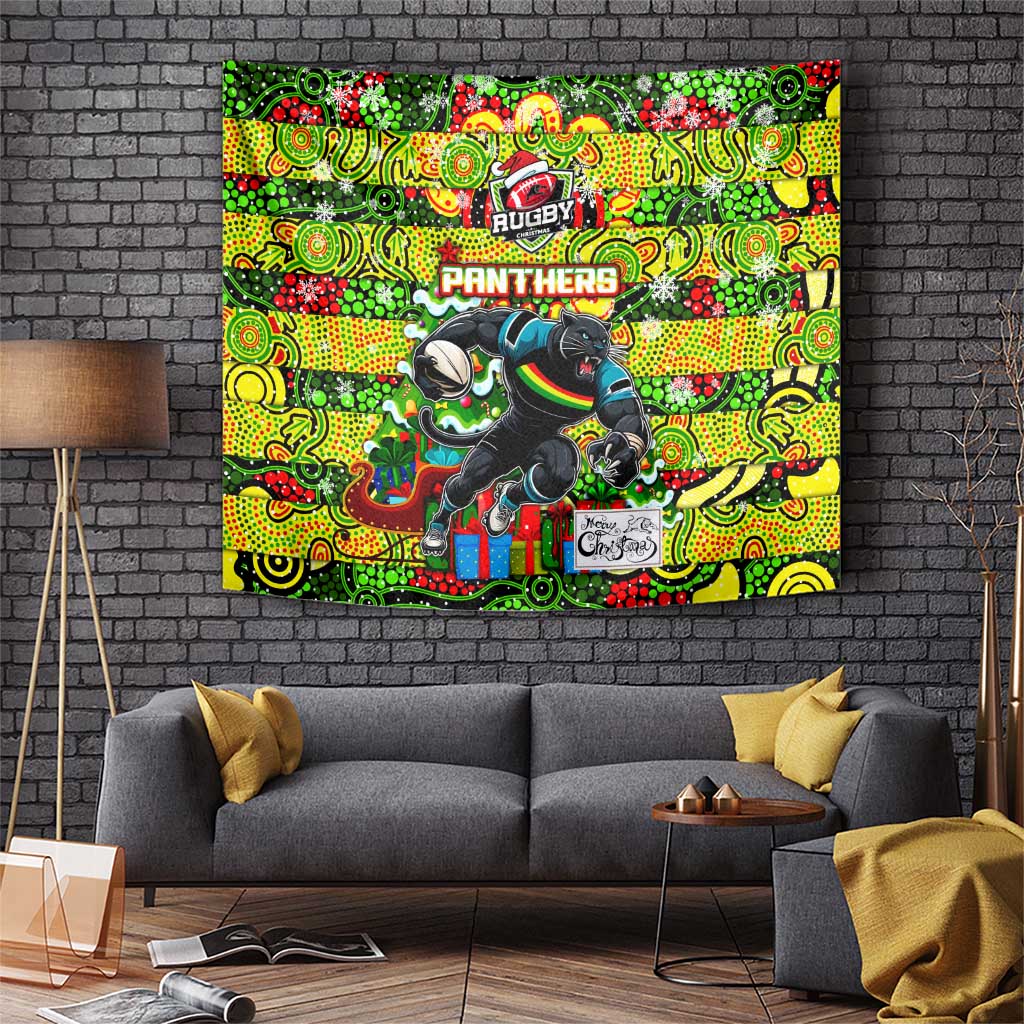 Panthers Rugby Merry Christmas Tapestry Indigenous Australian Art