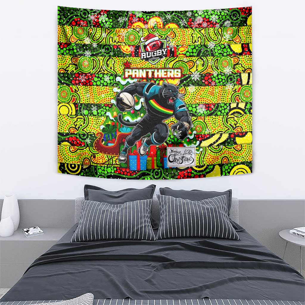 Panthers Rugby Merry Christmas Tapestry Indigenous Australian Art