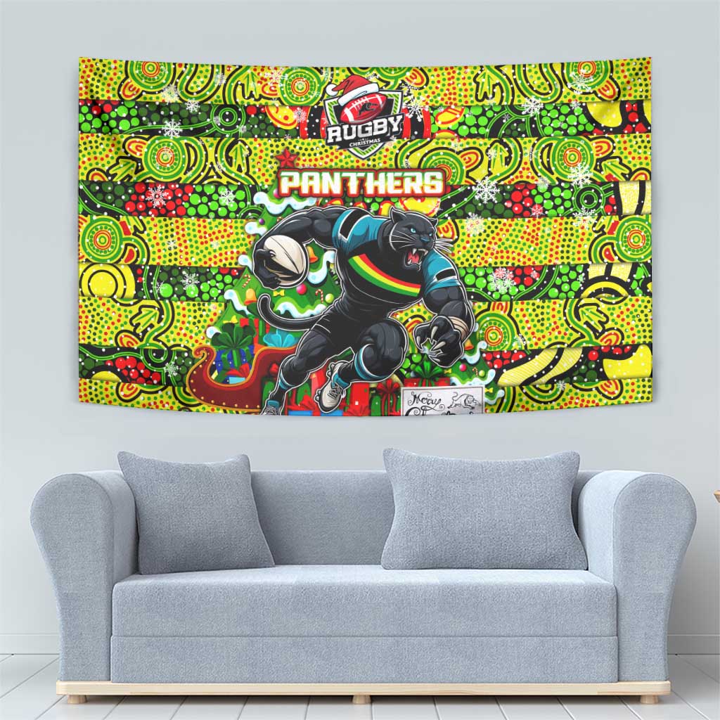 Panthers Rugby Merry Christmas Tapestry Indigenous Australian Art