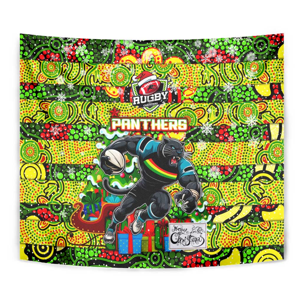 Panthers Rugby Merry Christmas Tapestry Indigenous Australian Art