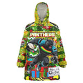 Custom Panthers Rugby Merry Christmas Wearable Blanket Hoodie Indigenous Australian Art