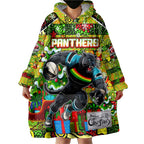 Custom Panthers Rugby Merry Christmas Wearable Blanket Hoodie Indigenous Australian Art