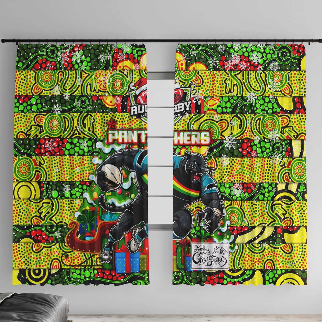 Panthers Rugby Merry Christmas Window Curtain Indigenous Australian Art