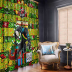Panthers Rugby Merry Christmas Window Curtain Indigenous Australian Art