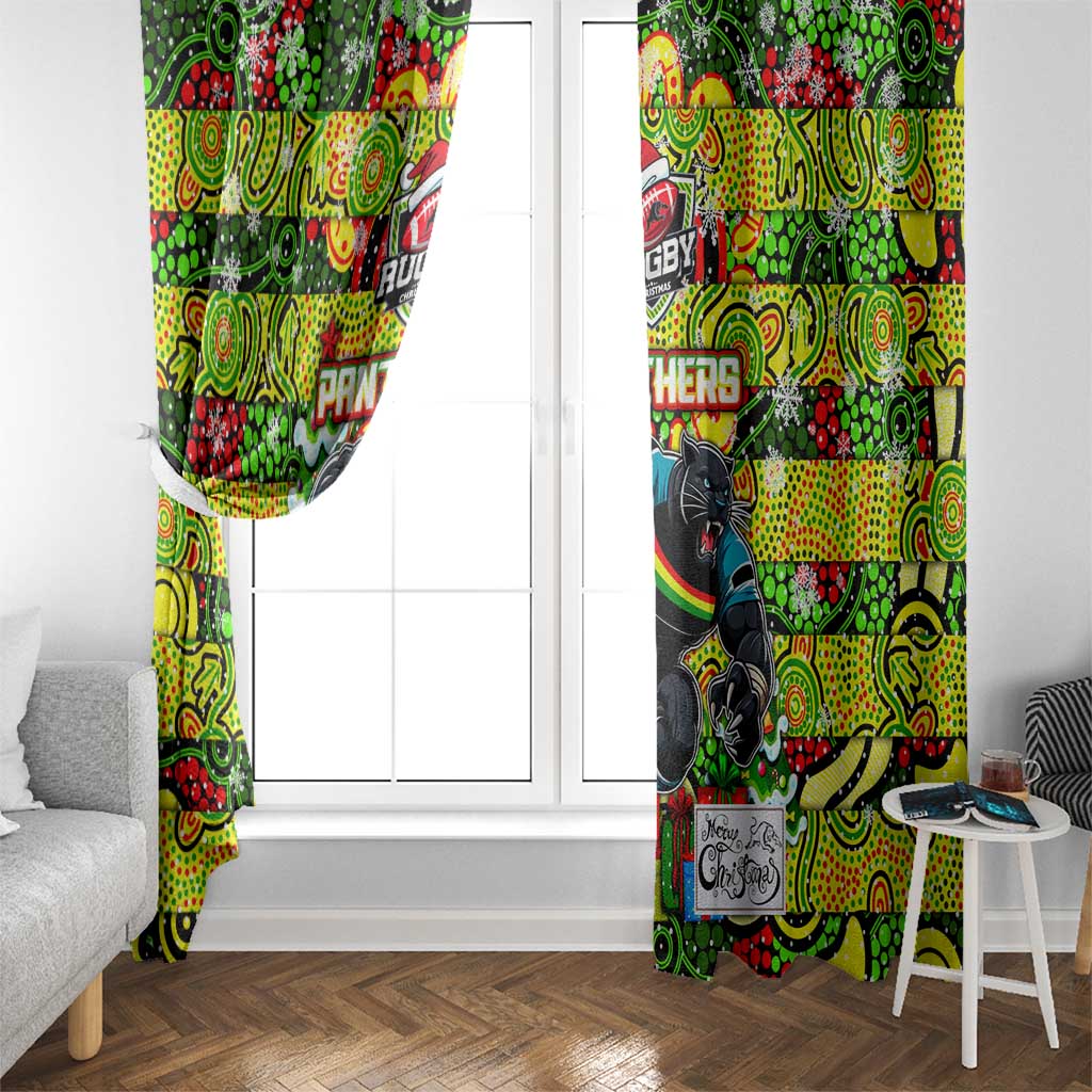 Panthers Rugby Merry Christmas Window Curtain Indigenous Australian Art