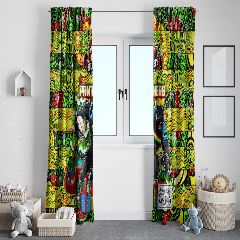 Panthers Rugby Merry Christmas Window Curtain Indigenous Australian Art