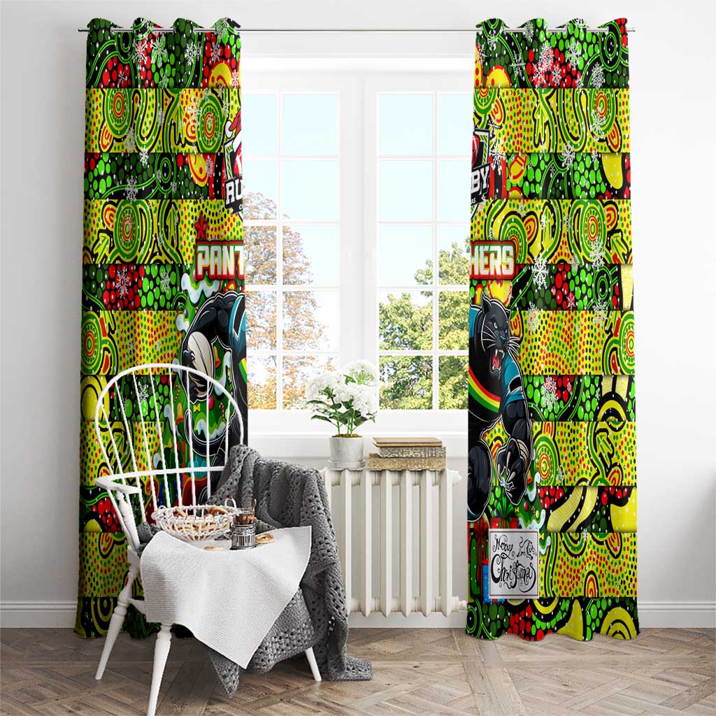 Panthers Rugby Merry Christmas Window Curtain Indigenous Australian Art