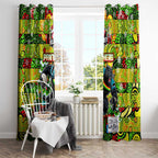 Panthers Rugby Merry Christmas Window Curtain Indigenous Australian Art