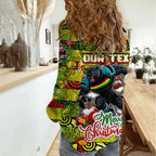 Custom Panthers Rugby Merry Christmas Women Casual Shirt Indigenous Australian Art