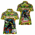 Custom Panthers Rugby Merry Christmas Women Polo Shirt Indigenous Australian Art