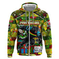 Custom Panthers Rugby Merry Christmas Zip Hoodie Indigenous Australian Art