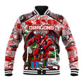 Custom Dragons Rugby Merry Christmas Baseball Jacket Indigenous Australian Art